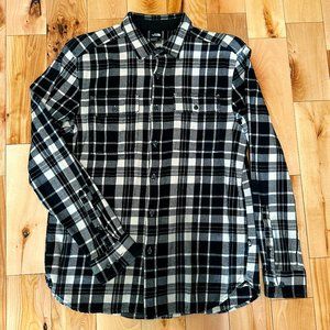 North Face Flannel Shirt Men M/L Black n White